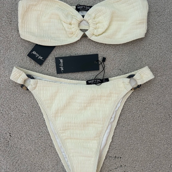 Nasty Gal Other - Nasty Gal Textured Cream Bikini